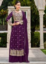 Faux Georgette  Purple Festival Wear Sequence Work Plazzo Suit